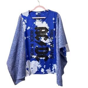 AC DC poncho lace up cycle hand made one size fits most bleached